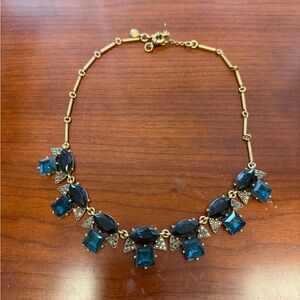 J. Crew Gold-Tone Navy and Teal Gem Necklace